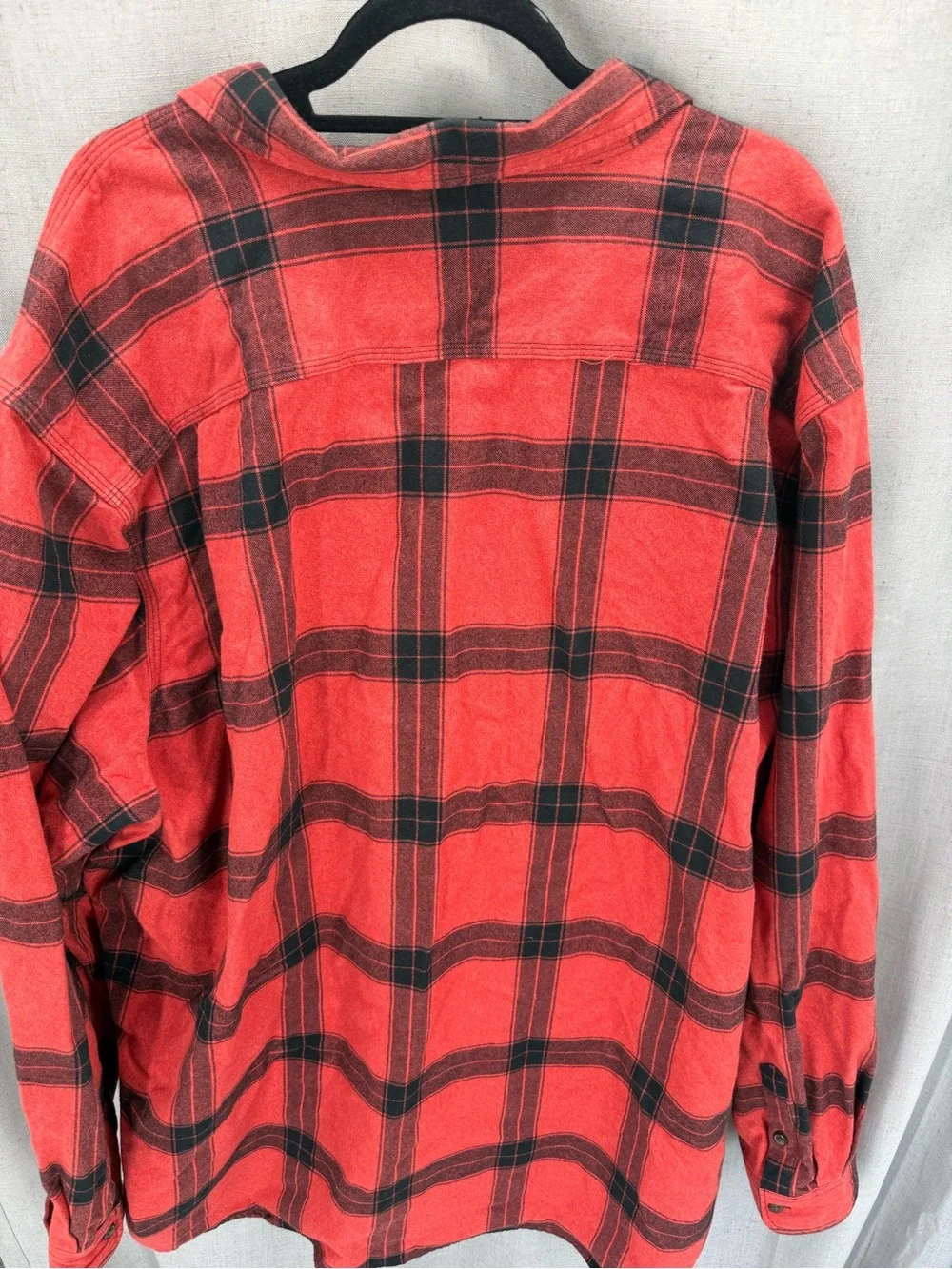 Carhartt Loose Fit Heavyweight Red Black Flannel L/S Plaid Shirt Men's 3XLT